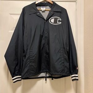 Champion Navy Windbreaker Jacket with White Logo